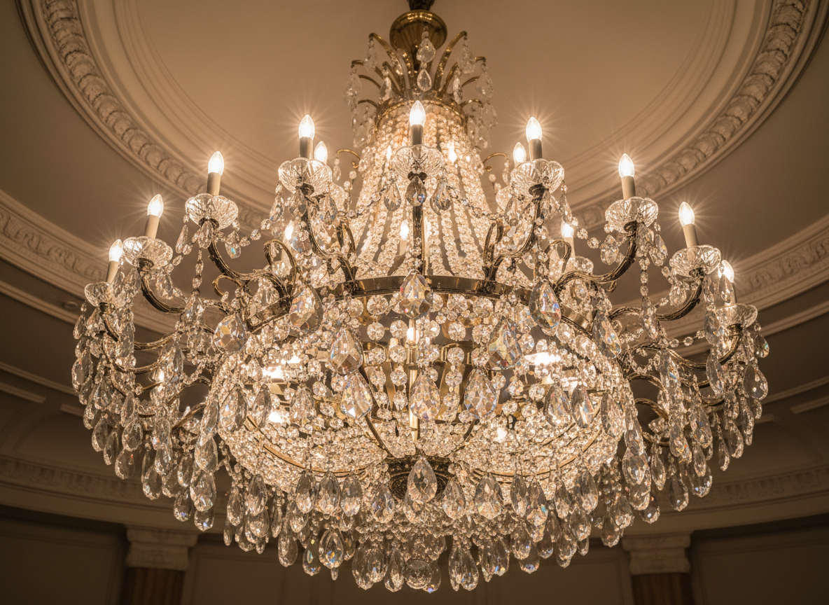 Crystal chandelier detail