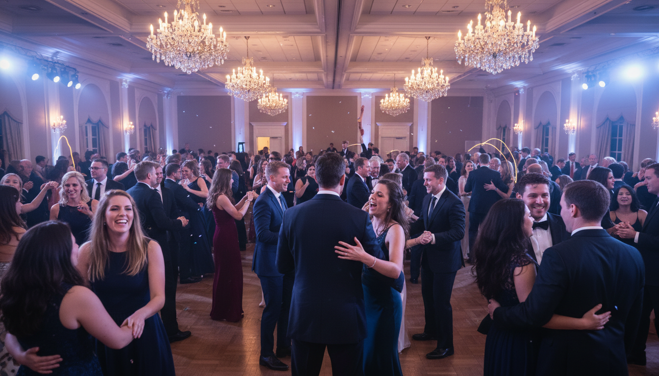 Ballroom dance floor filled with guests