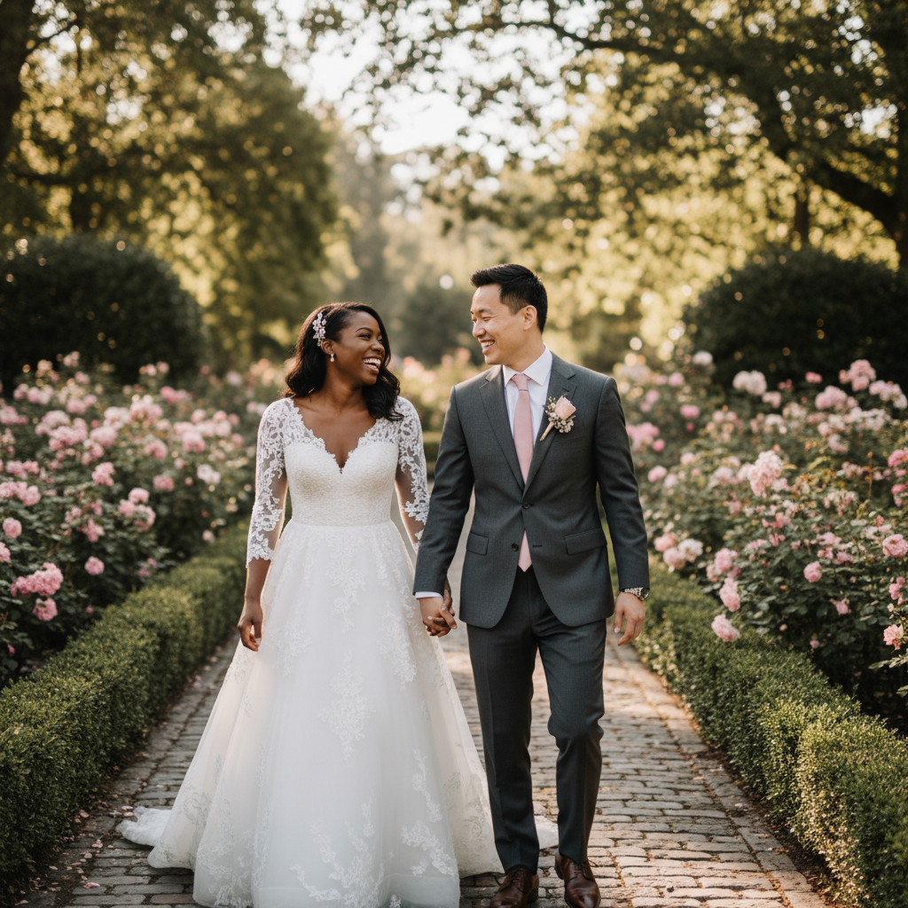 Sarah and David wedding couple smiling